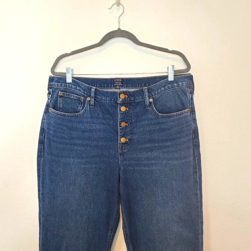 J. Crew Mid-Rise Flare Cropped Jeans Button Front